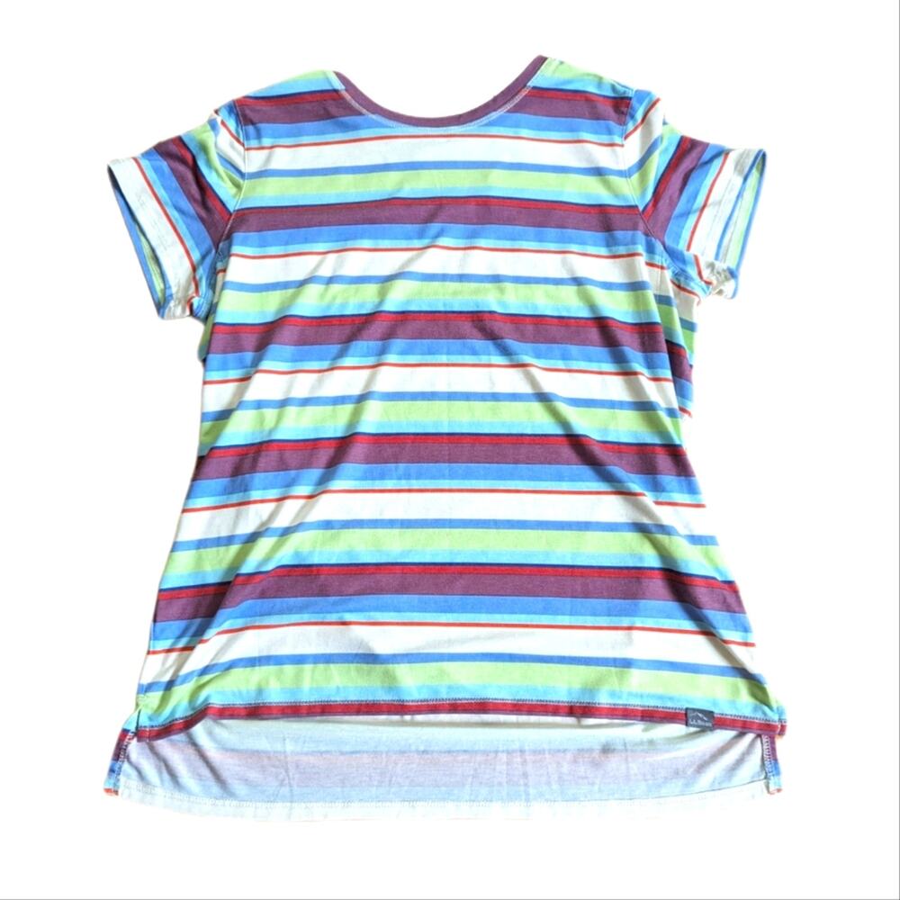 L.L. Bean Lyocell Blend Summer Preppy Bright Striped Soft Hiking Tee Shirt
